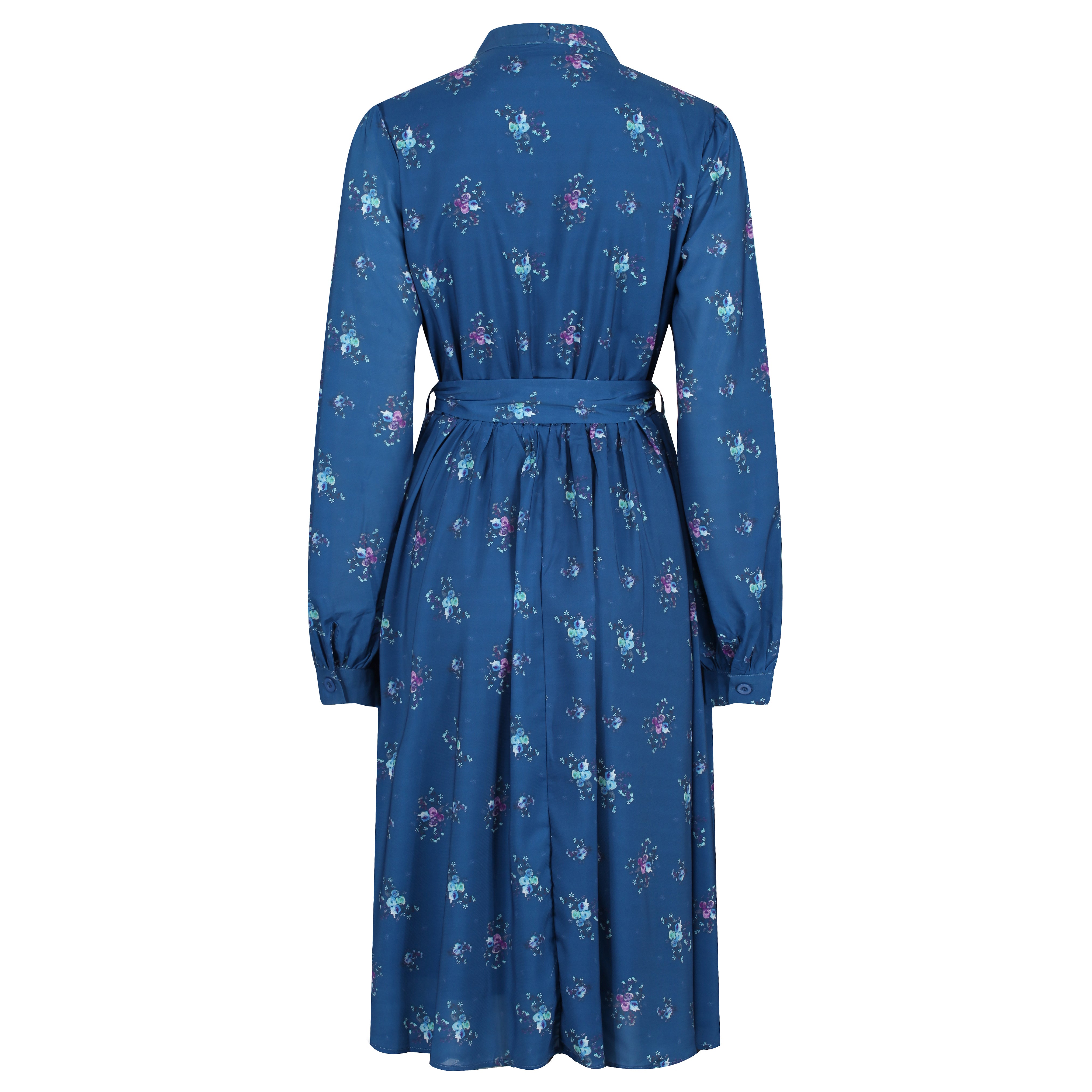 Women s Teal Blue Floral Vintage 1950s Shirt Dress Lindy Bop Tagareen