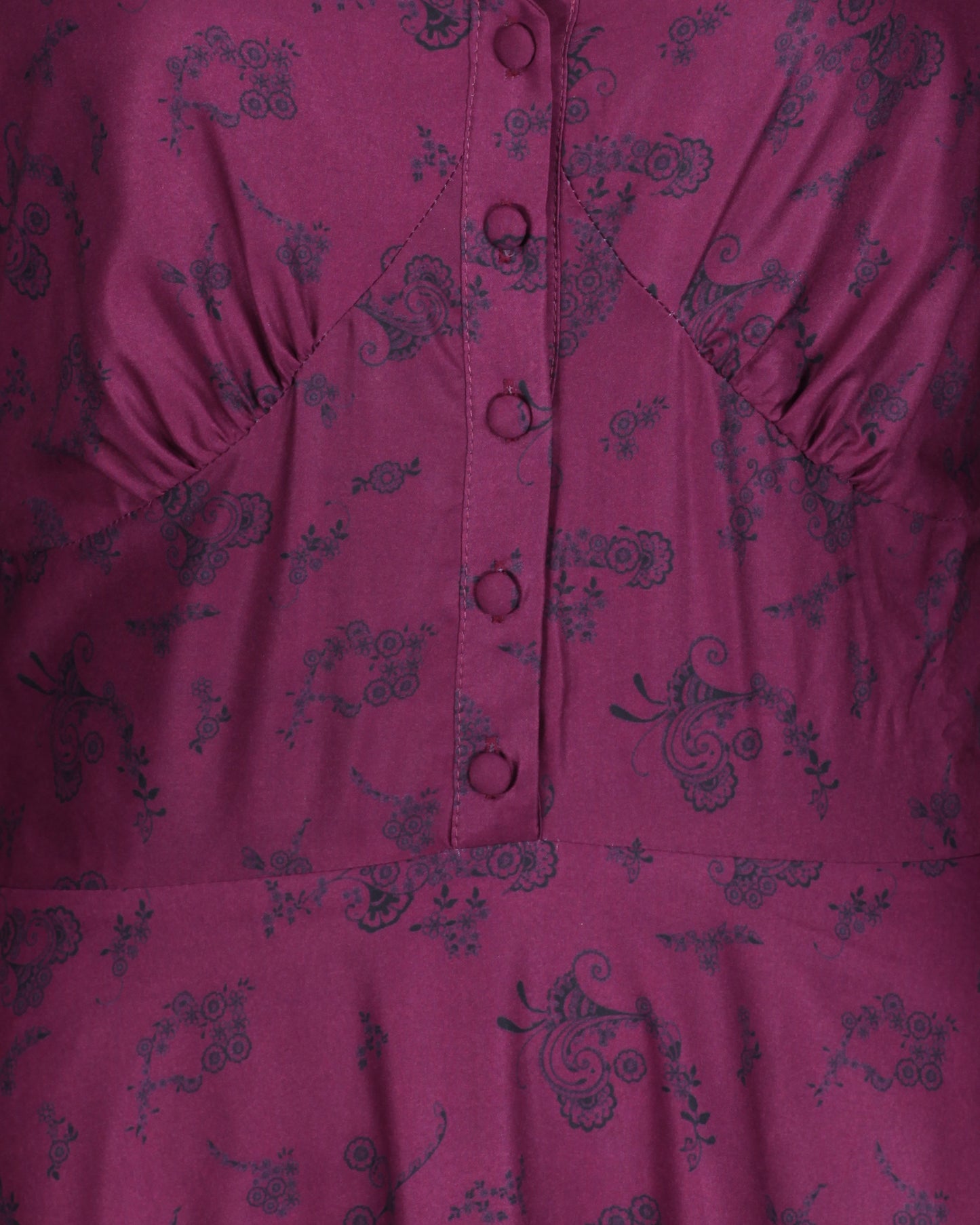 Lindy Bop 'Juno' Purple Paisley Print Vintage 1970s Boho Maxi Shirt Dress