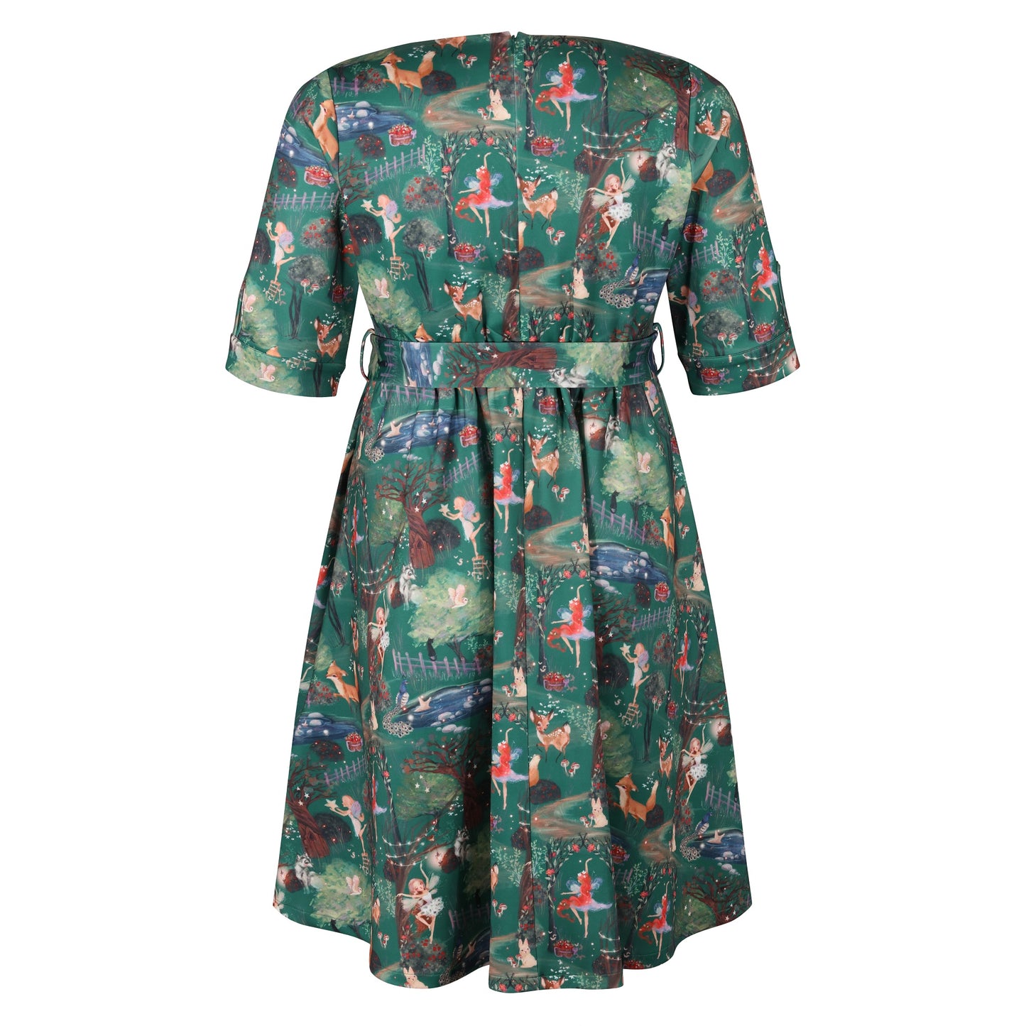 Plus-Size-Fairy-Print-Swing-Dress-With-Sleeves