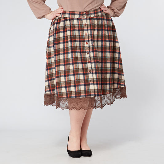 Plus-Size-Tartan-Checkered-Flannel-Swing-Skirt