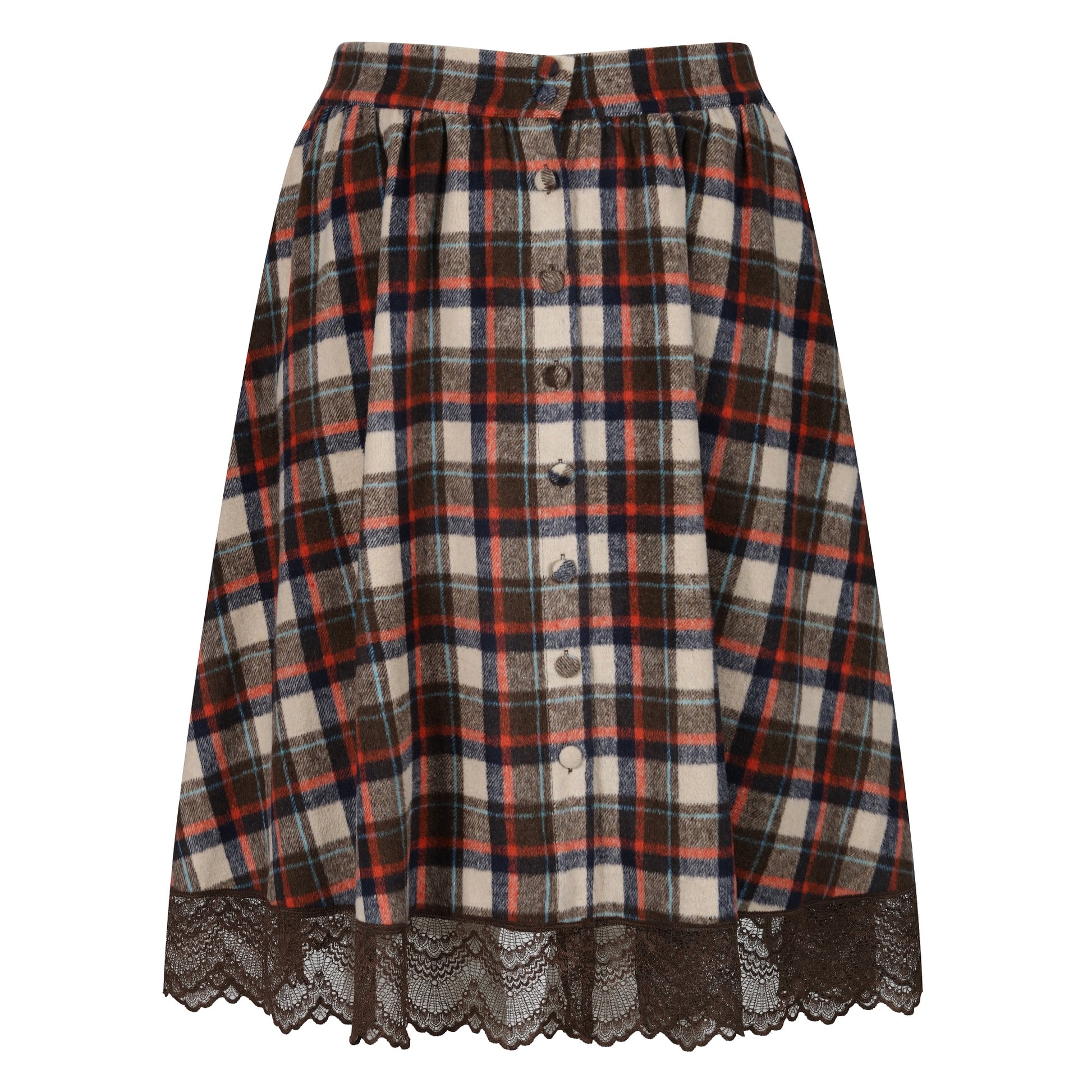 Plus-Size-Tartan-Checkered-Flannel-Swing-Skirt