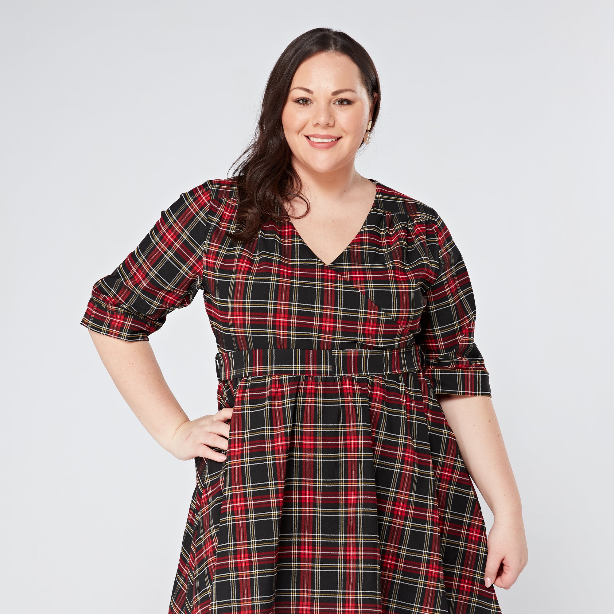 Plus size hot sale red plaid dress