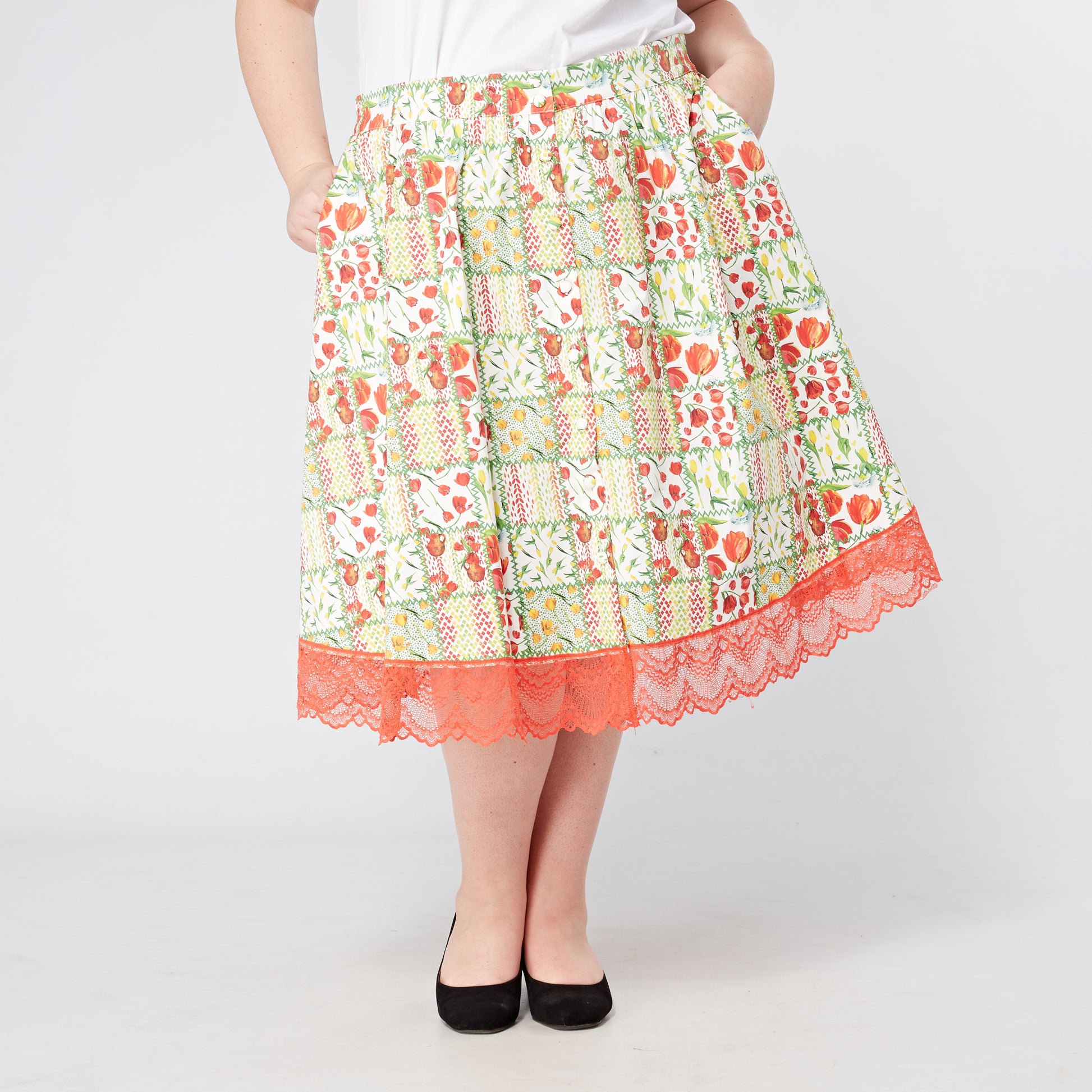 Womens-Elasticated-Waist-Skirt-With-Pockets