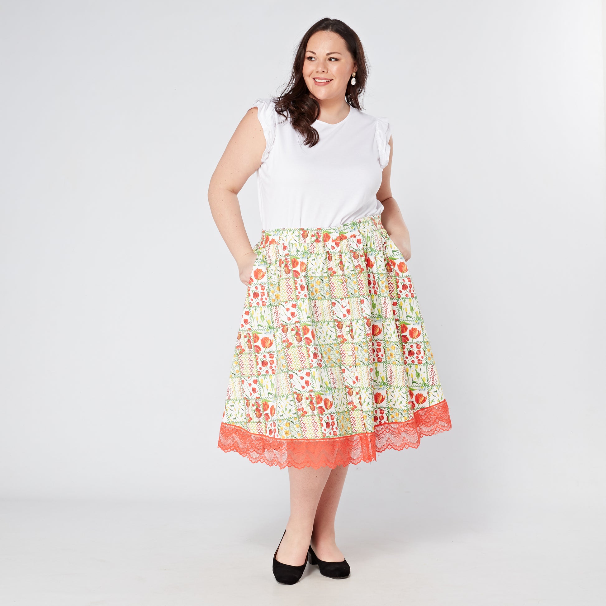 Womens-Elasticated-Waist-Skirt-With-Pockets