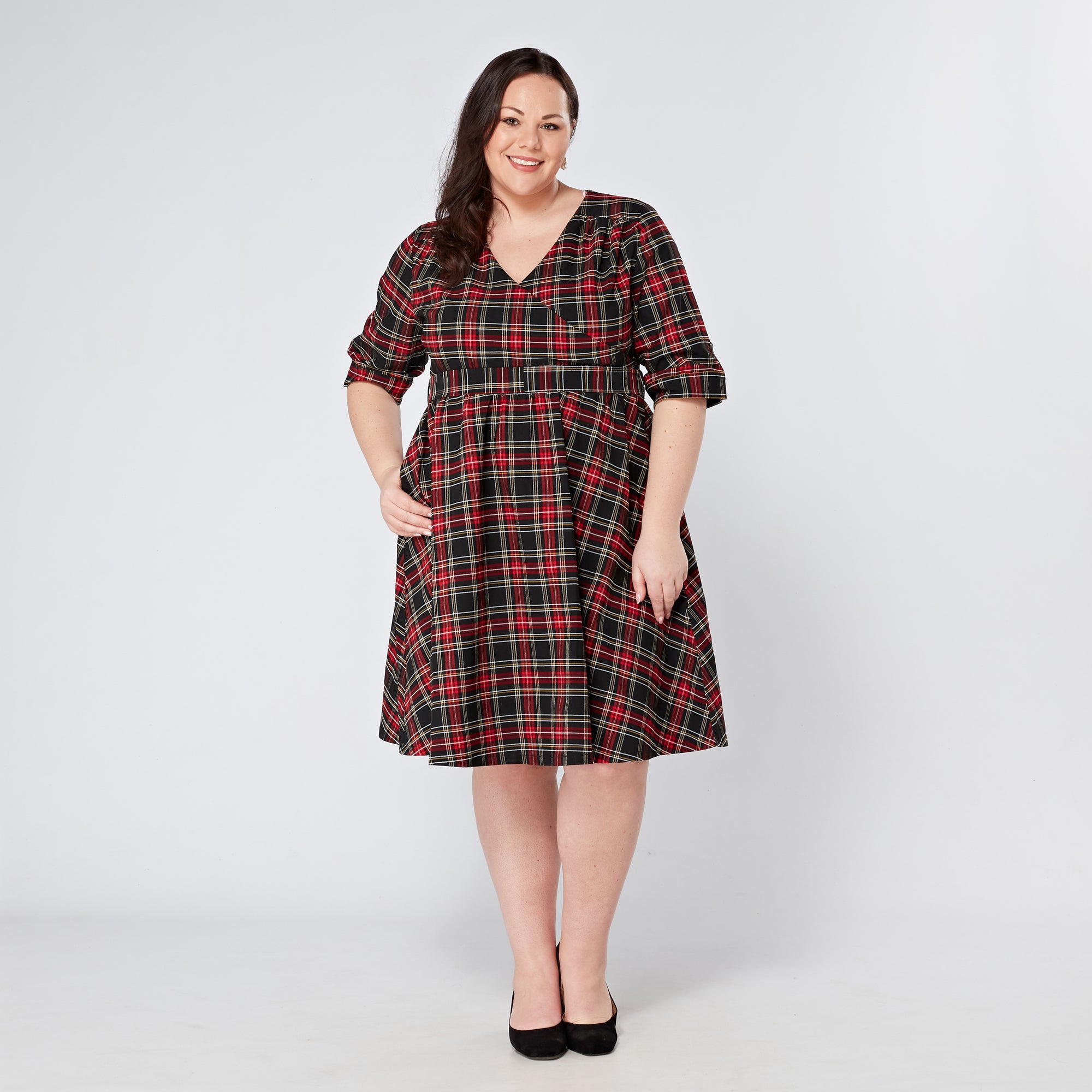 Plus size checkered dress best sale