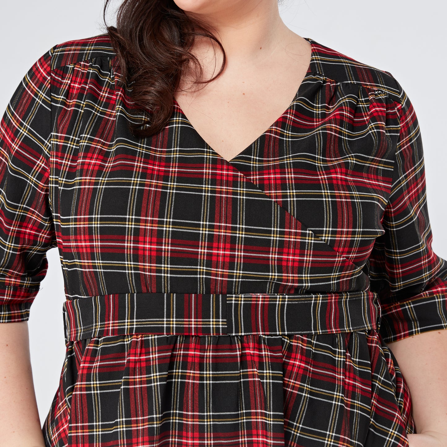 Womens-Plus-Size-Red-Tartan-Retro-Swing-Dress