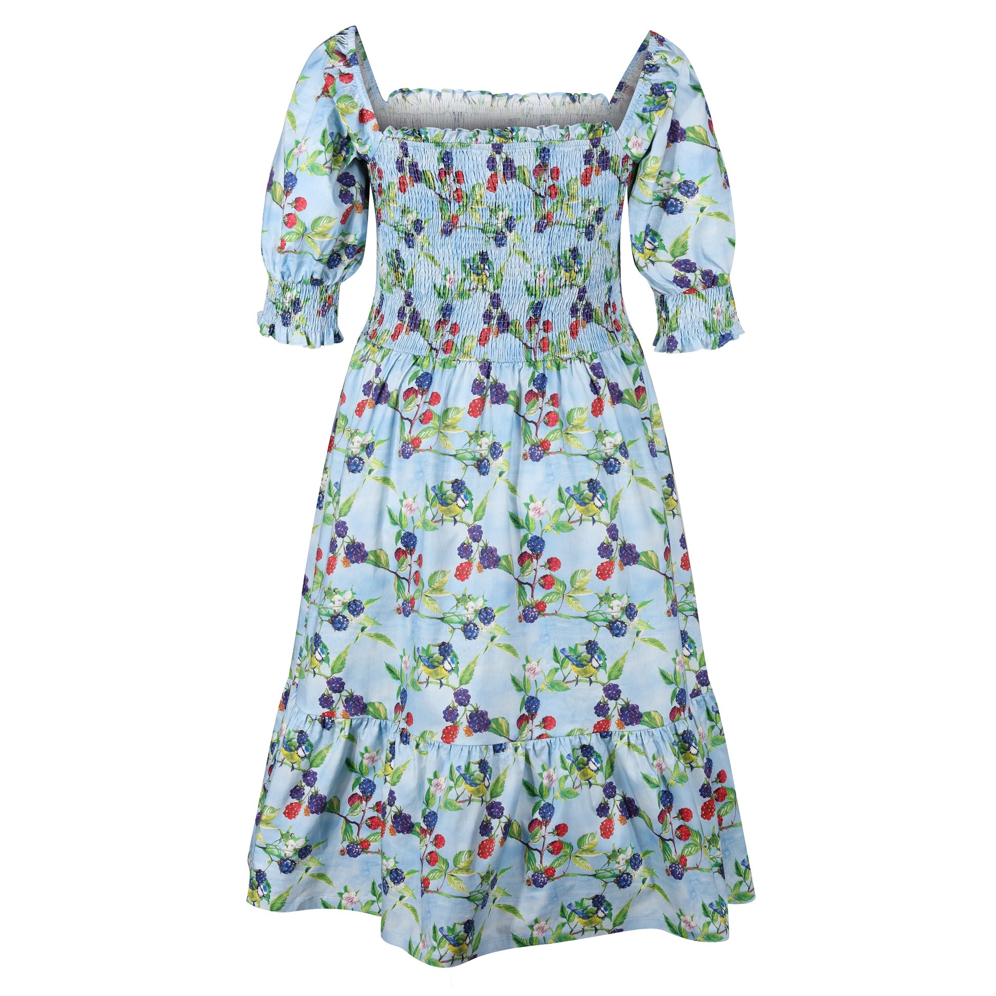 Womens-Plus-Size-Shirred-Cotton-Midi-Dress